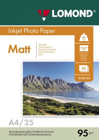 Фотобумага Lomond матовая односторонняя А4 95 г/кв.м. 25 листов [102130] - 1/1
