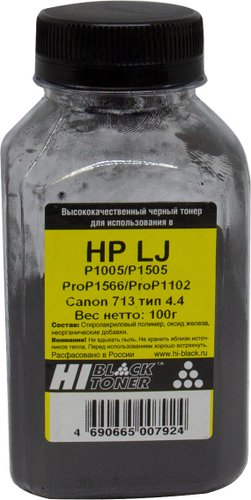 Тонер Hi-Black для HP LJ P1005/P1505/ProP1566/ProP1102/Canon713 Тип 4.4 100 г - 1/1