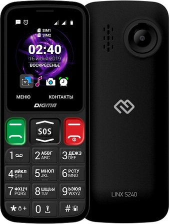 Кнопочный телефон Digma Linx S240 (черный) - 1/1