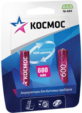 Аккумулятор КОСМОС AAA 600mAh 2 шт - 1/1