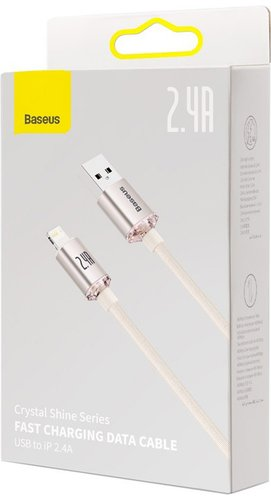 Кабель Baseus Crystal Shine USB Type-A - Lightning (1.2 м, розовый) - 1/1