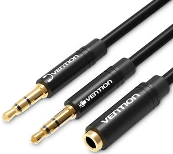 Кабель Vention BBUBY 2x3.5мм Jack - 3.5 мм Jack (0.3 м, черный) - 1/1