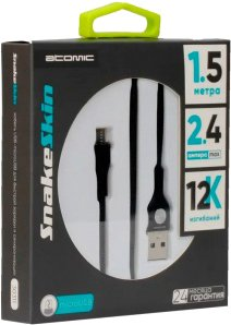 Кабель Atomic Sharkskin 30311 USB Type-A - microUSB (1.5 м, черный) - 1/1