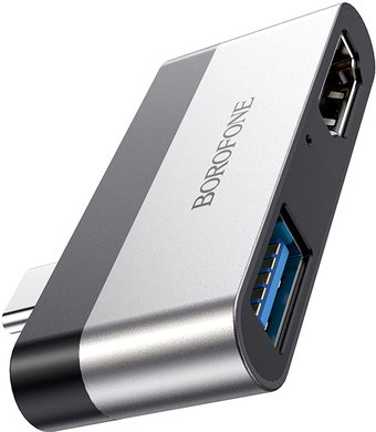 Адаптер Borofone DH2 USB Type-C - USB 3.0 + HDMI (металлик) - 1/1