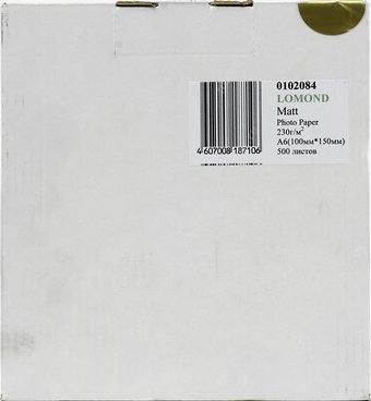 Фотобумага Lomond Матовая 10x15 230 г/кв.м. 500 листов (0102084) - 1/1