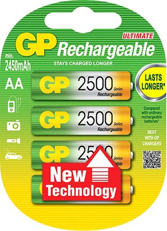Аккумулятор GP AA 2450mAh 4 шт. (250AAHC) - 1/1