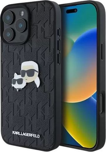 Чехол для телефона Lagerfeld PU Grained Monogram NFT Karl&Choupette metal Heads для iPhone 16 Pro KLHCP16LPGKLKCPK - 1/1