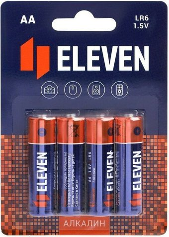Батарейка Eleven AA LR6 алкалиновые ВС4 4 шт - 1/1