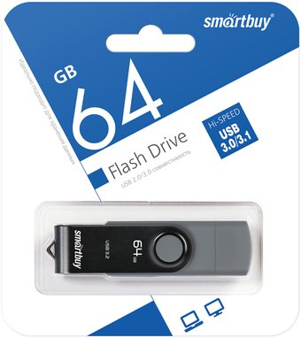 USB Flash SmartBuy Twist Dual 64GB (черный) - 1/1