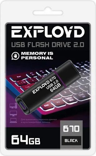 USB Flash Exployd 670 64GB (черный) - 1/1