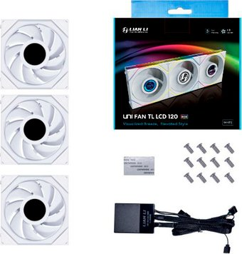 Комплект вентиляторов для корпуса Lian Li Uni Fan TL LCD 120 Triple Pack G99.12TLLCD3W.R0 - 1/1