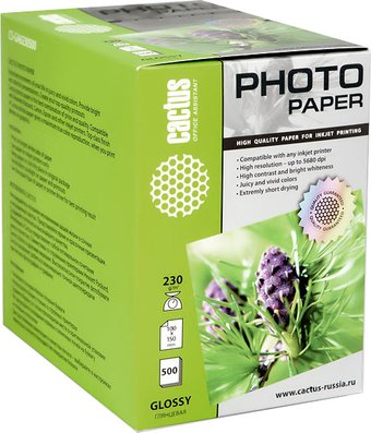 Фотобумага CACTUS Глянцевая A6 230 г/кв.м. 500 листов (CS-GA6230500) - 1/1