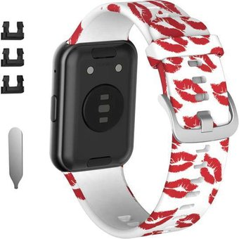 Ремешок Rumi силиконовый для Huawei Watch FIT, Watch FIT Elegant (поцелуи) - 1/1