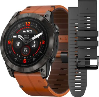 Умные часы Garmin Epix Pro Gen 2 Sapphire 51 мм (карбоново-серый титан/каштановый, с кожаным и силиконовым ремешками) - 1/1