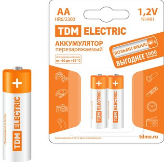 Аккумулятор TDM Electric AA 2300mAh Ni-MH BP-2 2шт - 1/1