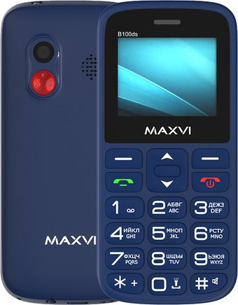 Кнопочный телефон Maxvi B100ds (синий) - 1/1