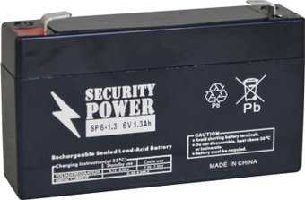Аккумулятор для ИБП Security Power SP 6-1.3 F1 (6В/1.3 А·ч) - 1/1