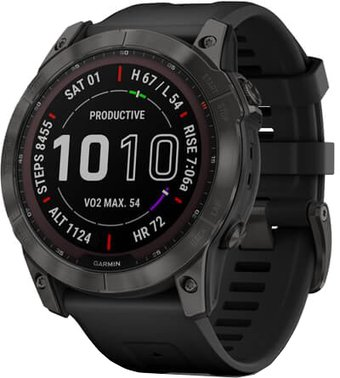 Умные часы Garmin Fenix 7X Sapphire Solar (серый карбон/черный) - 1/1