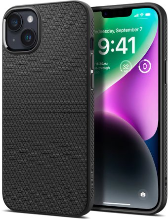 Чехол для телефона Spigen Liquid Air iPhone 14 Matte Black ACS05037 (черный матовый) - 1/1