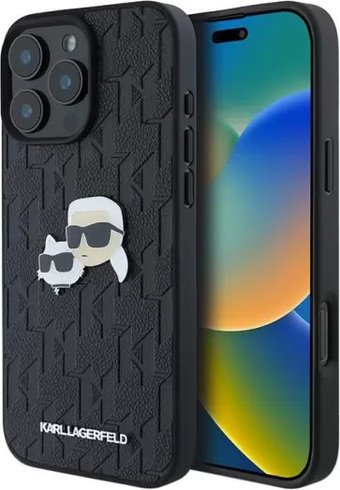 Чехол для телефона Lagerfeld PU Grained Monogram NFT Karl&Choupette metal Heads для iPhone 16 Pro Max KLHCP16XPGKLKCPK - 1/1