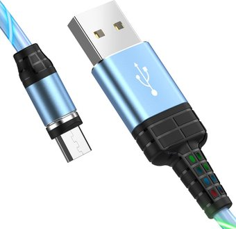 Кабель Hoco U90 microUSB (синий) - 1/1