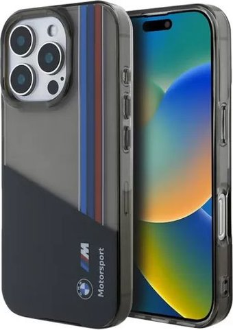 Чехол для телефона BMW Motorsport PC/TPU Tricolor Vert stripes для iPhone 16 Pro BMHCP16L23HTHOK - 1/1