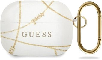 Чехол CG Mobile Guess with ring Chain для AirPods Pro GUACAPTPUCHWH (белый) - 1/1