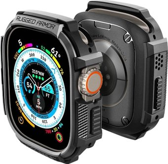 Чехол Spigen Rugged Armor для Apple Watch Ultra (49 мм) ACS05456 (черный) - 1/1