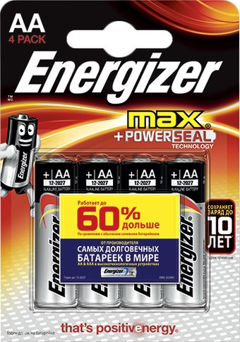 Батарейка Energizer Max E91/AA E300157104P 4шт - 1/1