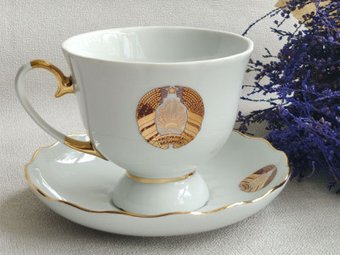 Чашка с блюдцем Добрушский фарфоровый завод Национальная премиум 4С1385Ф34 - 1/1