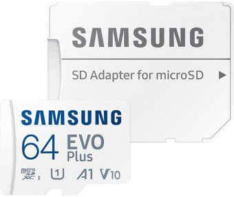 Карта памяти Samsung EVO Plus 2021 microSDXC 64GB (с адаптером) - 1/1