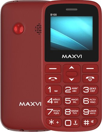 Кнопочный телефон Maxvi B100 (винный красный) - 1/1