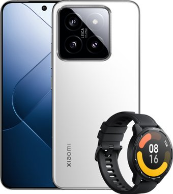 Смартфон Xiaomi 14 12GB/512GB международная версия (серебристо-белый) и умные часы Xiaomi Watch S1 Active (черный) по акции - 1/1
