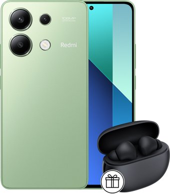 Смартфон Xiaomi Redmi Note 13 8GB/256GB с NFC международная версия (мятно-зеленый) и Xiaomi Redmi Buds 4 Active (черный) по акции - 1/1