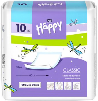 Пеленка одноразовая Happy Classic 60x60 (10 шт) - 1/1