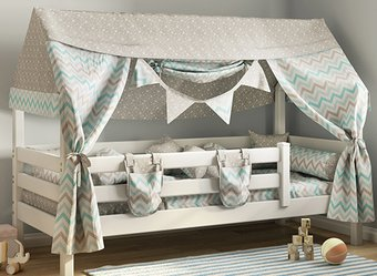 Кровать-домик Мебельград Соня с надстройкой 190x80 (белый) - 1/1