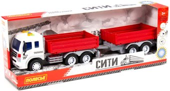 Грузовик Полесье Сити бортовой с прицепом 93110 (красный) - 1/1