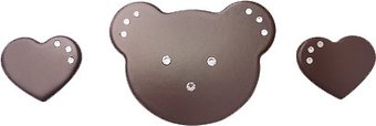 Накладка декоративная для мебели ЛЕЛЬ Мишка и два маленьких сердечка со стразами 003.3 (коричневый) - 1/1