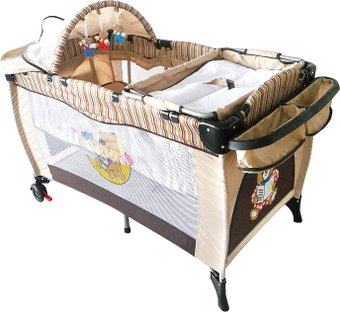 Манеж-кровать Baby Prestige Delux 2 уровня (бежевый) - 1/1