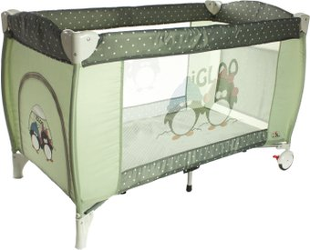 Манеж-кровать ForKiddy Arena Lux Mini (оливковый с пингвинчиками) - 1/1