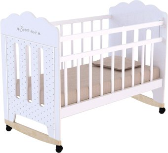 Классическая детская кроватка VDK Bonne колесо-качалка (белый) - 1/1