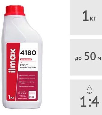 Полимерная грунтовка ilmax 4180 Грунт-концентрат укрепляющий 1:4 (1 кг) - 1/1