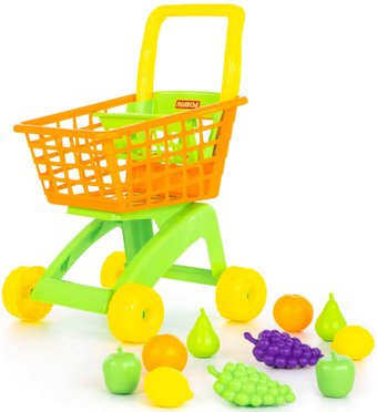 Тележка игрушечная Полесье №7 с набором продуктов 61911 (оранжевый/салатовый) - 1/1