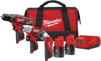 Milwaukee М12 ВPP3А-202B 4933441225 (шуруповерт, винтоверт, фонарь, 2 АКБ, сумка) - 1/1