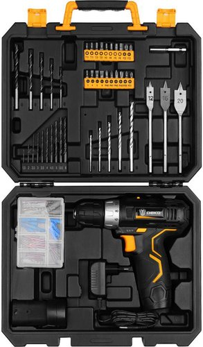 Дрель-шуруповерт Deko GCD12DU3 SET 5 063-4148 (с 2-мя АКБ, кейс, набор оснастки) - 1/1