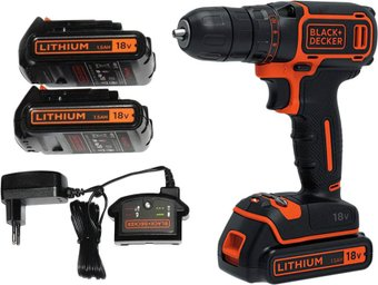 Дрель-шуруповерт Black & Decker BDCDC18B (с 2-мя АКБ, без кейса) - 1/1