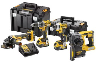 DeWalt DCK422P3T (шуруповерт, винтоверт, болгарка, перфоратор, 3 АКБ, кейс) - 1/1