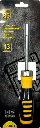 Набор отвертка с битами Berger BG1071 (13 предметов) - 1/1