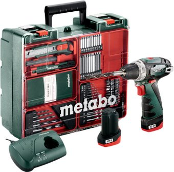 Дрель-шуруповерт Metabo PowerMaxx BS Basic Set 600080880 (с 2-мя АКБ, набор инструмента) - 1/1