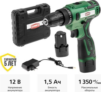 Дрель-шуруповерт Hammer ACD12/2C (с 2-мя АКБ, кейс) - 1/1